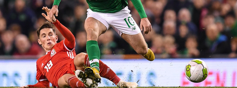 Tackle during a Football Association of Ireland match