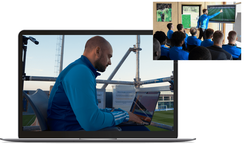 Jogadores assistindo a videos com a Hudl Focus